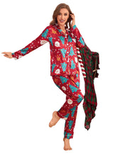 Women's Christmas Tree & Santa Print Satin Pajama Set